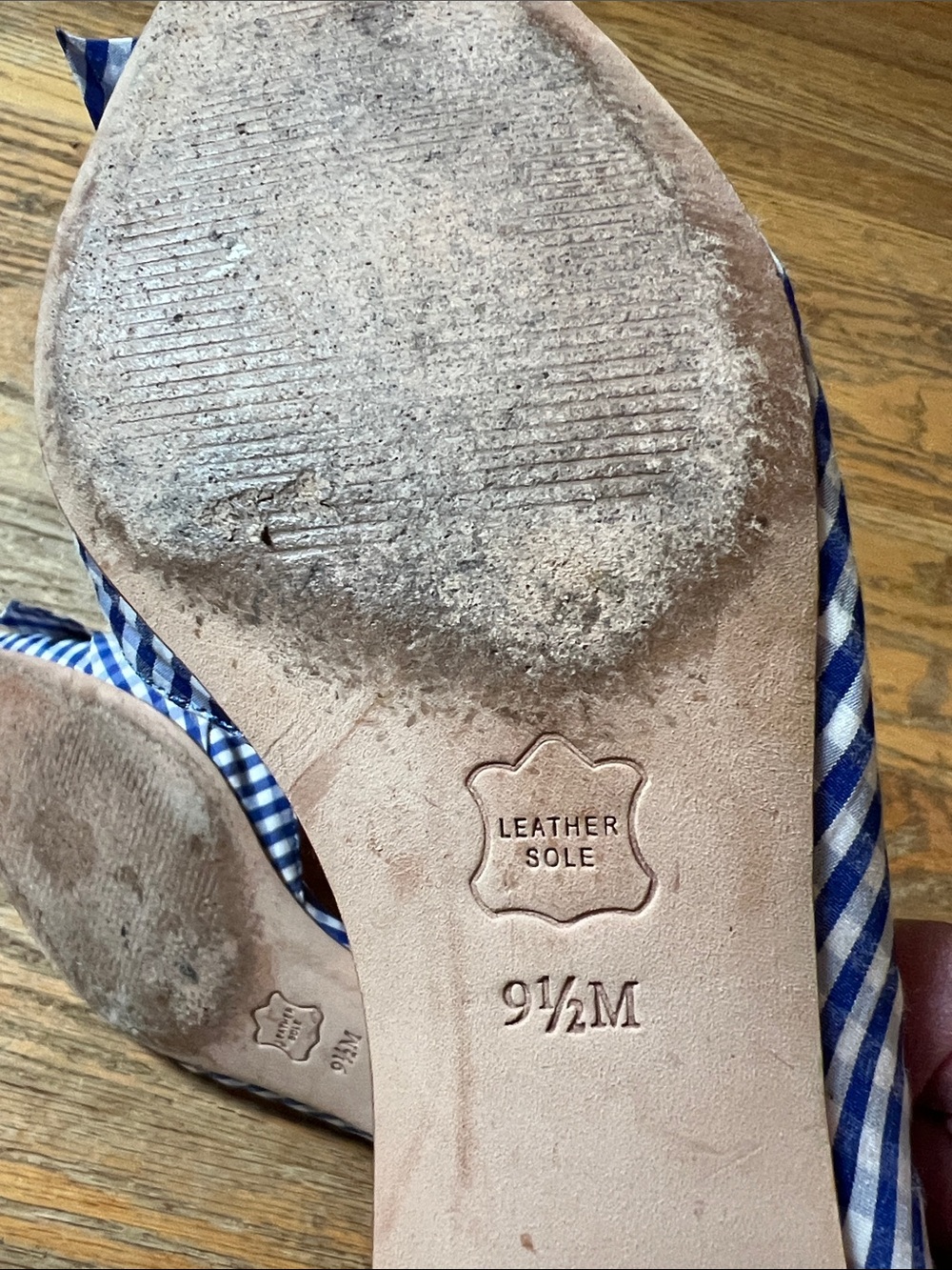 Womens Blue Gingham Knot Front Flats Talbots 9 1/2 - Picture 7 of 9